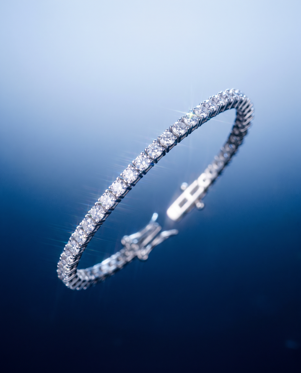 925 Sterling Silver VVS Graded Mossanite Moissanite Diamond Tennis Chain Bracelet (Copy) (Copy)