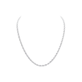 A silver twisted rope chain necklace displayed against a plain white background.